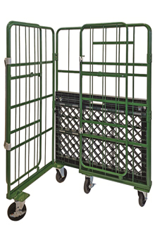 観音扉付きカゴ台車コンビテナーKRC80-PG折りたたみ収納クリックで拡大表示
