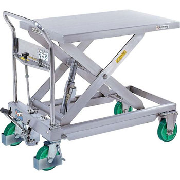 ステンレスタイプの手動式リフター台車リフトテーブルキャデ【LTX-H550-9SU】