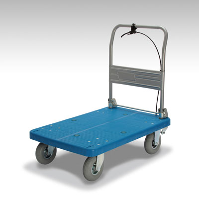 カナツーノーパンクタイヤ仕様樹脂製折りたたみハンドル手押し台車【PLA300-DX-HP-DS】代表画像クリックで拡大表示