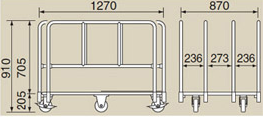 スチール長尺運搬車【RT-1280L】サイズ図クリックで拡大表示